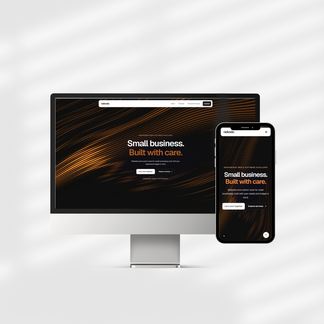 Screenshot of a business website homepage